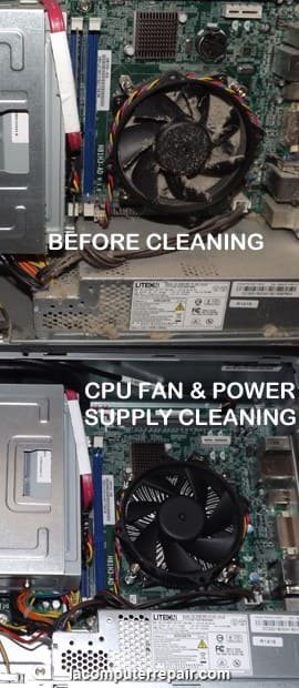 Desktop computer case CPU power supply cleaning